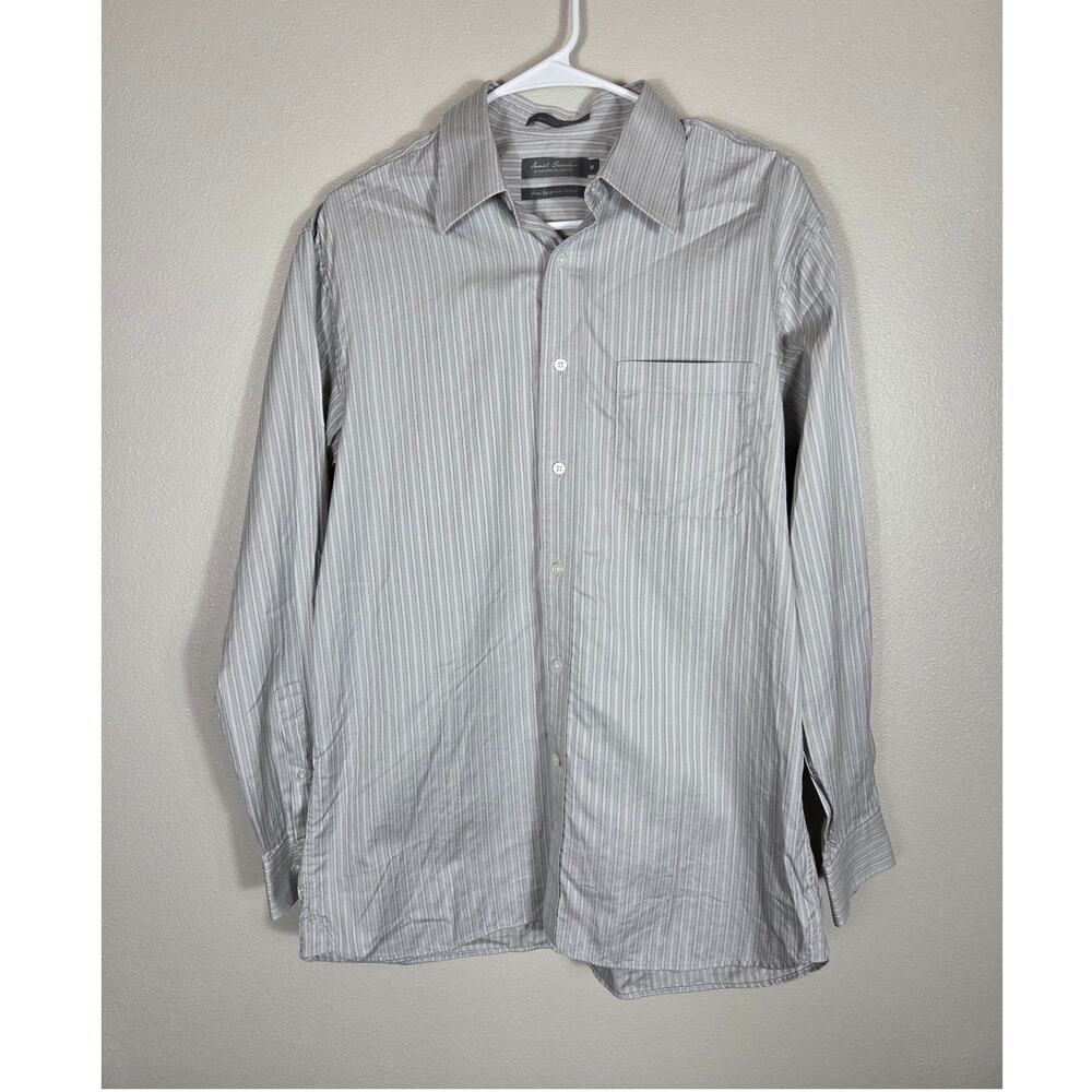 Daniel Cremieux 100% Fine Egyptian Cotton Button Down Gray Striped Shirt Medium